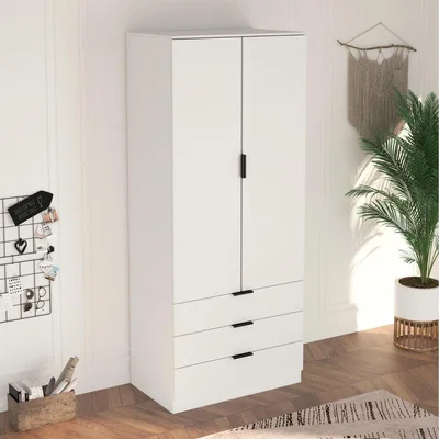The Range Phoenix 2 Door 3 Drawer Wardrobe Storage Unit   - White