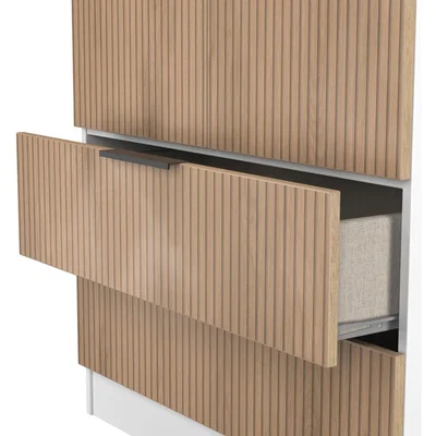 The Range Java Ready Assembled Tall 2 Door 2drw Robe - Slatted Effect / White