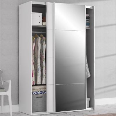 The Range 2 Door Mirrored Sliding Wardrobe With Passpartout Surround - White