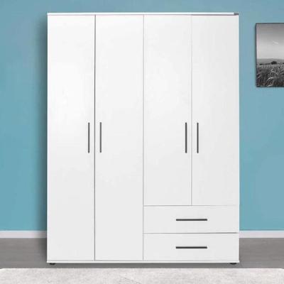 The Range Matt White 4 Door Combination Wardrobe Hanging Rail, 2 Drawers and 6 Shelves - Matt White