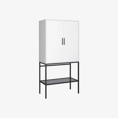 The Range Pure White Slimline 2 Door Wardrobe with Steel Legs - White Legs