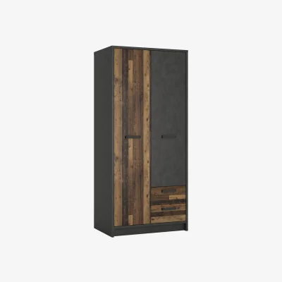 The Range Brooklyn 2 Door Wardrobe with 2 Drawers in Walnut and Dark Matera Grey - Walnut & Dark Matera Grey