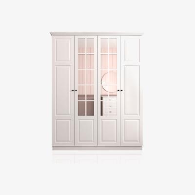 The Range HEDLEY 4 Door 2 Drawer Mirorred Wardrobe, White - White