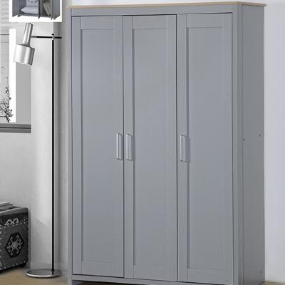 The Range Wooden 3 Door Wardrobe Bedroom Furniture - Grey