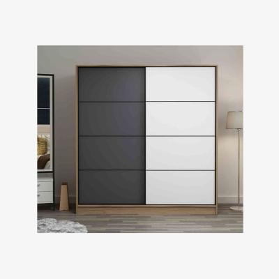 The Range Kale Sliding Door Wardrobe 180 cm Walnut Frame - Anthracite & White / Finished in anthracIte, walnut and white colour