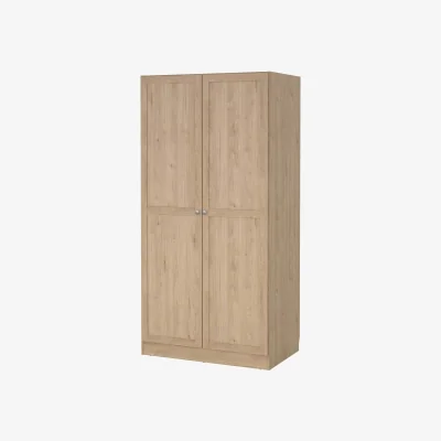 The Range Wyld Haus Cherryfern Natural Oak 2-Door Tall Wardrobe with Shelves and Hanging Rail - Natural