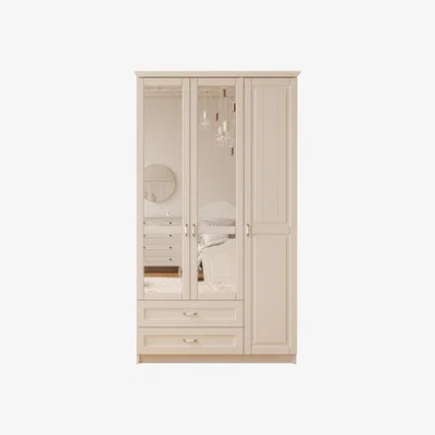 The Range CHARLOTTE 3 Door 2 Drawer Mirrored White Wardrobe - White