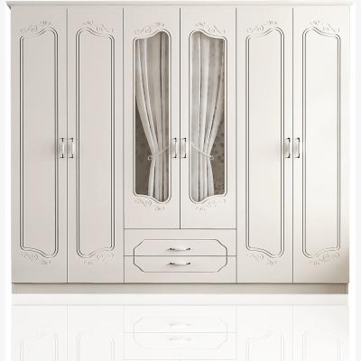 The Range ELODIE 6 Door 2 Drawer Mirrored Wardrobe, White - White