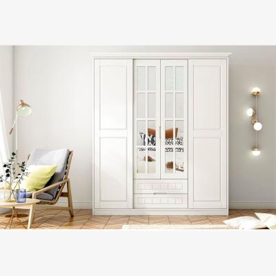 The Range Defne Sliding Door and 2 Drawers Wardrobe with Mirror - White
