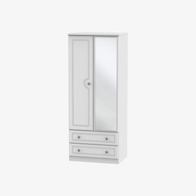 The Range Pembroke Ready Assembled 2 Door 2 Drawer Mirrored Robe - White Ash