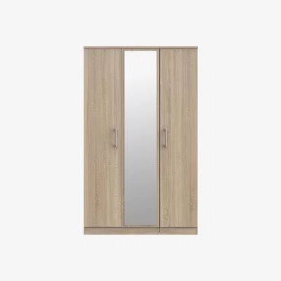 The Range Devon Triple Mirrored Wardrobe in Bardolino Oak - Bardolino (Light) Oak
