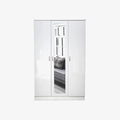 The Range Chiswick 3 Door Mirrored Gloss Wardrobe - Gloss White