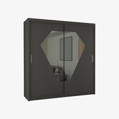 The Range Denver Diamond Mirror Sliding Wardrobe - Grey / 203cm