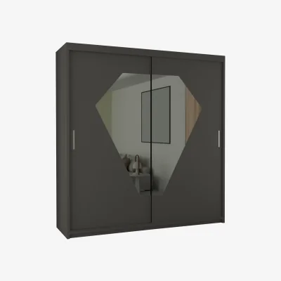 The Range Denver Diamond Mirror Sliding Wardrobe - Grey / 203cm