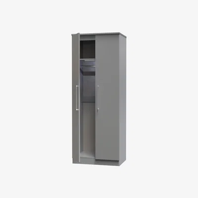 The Range Paris Ready Assembled Tall Plain Double Wardrobe - Grey Gloss & Dusk Grey