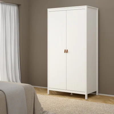 The Range Barcelona Wardrobe with 2 Doors in White - White
