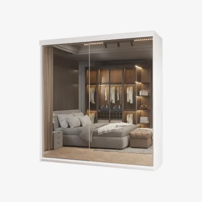 The Range Quiberon Sliding Mirror Wardrobe - White
