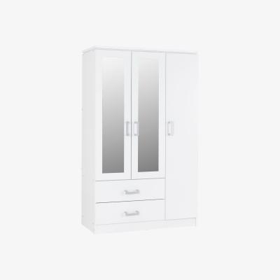 The Range Charles 3 Door 2 Drawer Mirrored Wardrobe White - White