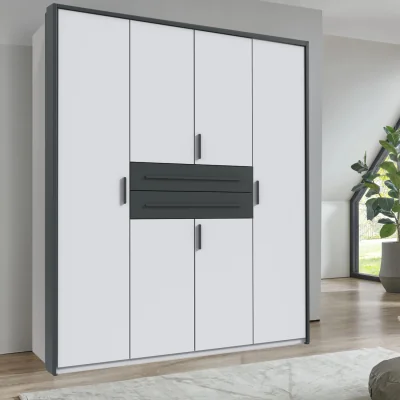 The Range Digit 180cm 4 Door Wardrobe with Mirror - White