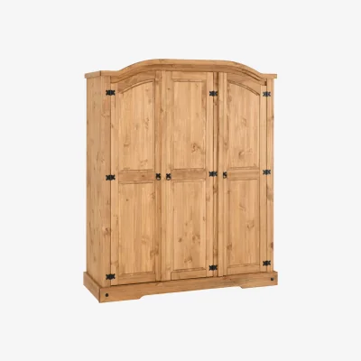 The Range 4 Door Wardrobe Distressed Waxed Pine - Natural