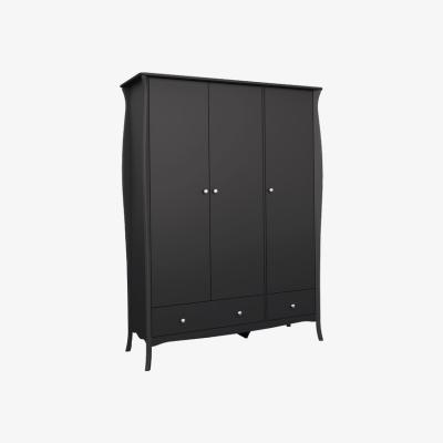 The Range Baroque Triple Wardrobe - Black
