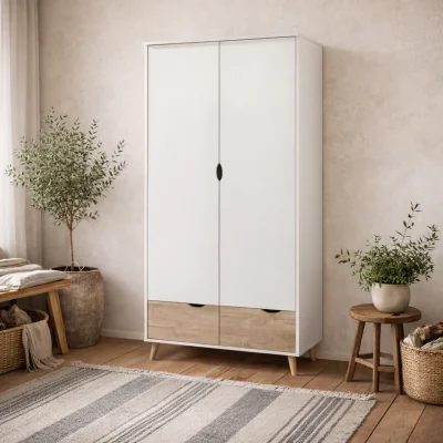 The Range Skerries 2-Door Wardrobe Matt White with Natural Oak - White