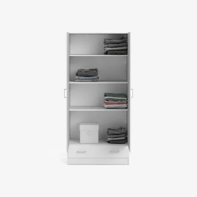 The Range Berlin Slim 2-Door Bedroom Wardrobe with 1 Drawer, White - White