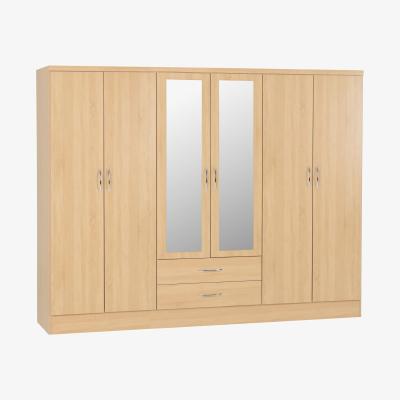 The Range Nevada 6 Door 2 Drawer Mirrored Wardrobe - Sonoma Oak