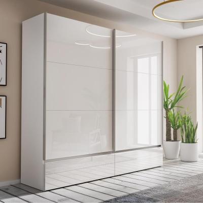 The Range Large 2 Door 2 Drawer Gloss White Wardrobe With Chunky LED Passpartout Surround - White