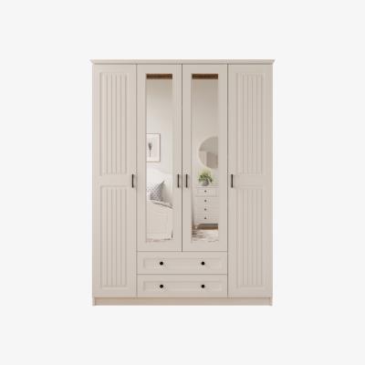 The Range JULIET 4 Door 2 Drawer Mirrored White Wardrobe - White