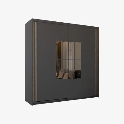 The Range Harlem Sliding Wardrobe with Mirror Panel - Grey / 150cm