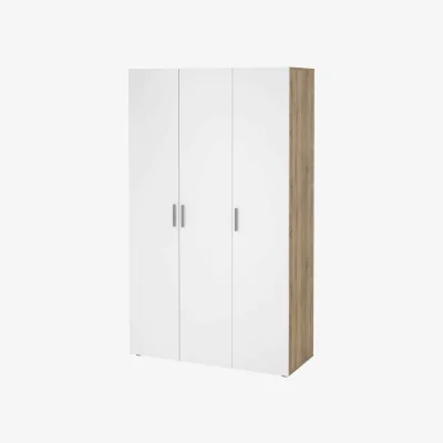 The Range Daejeon 3-Door Wardrobe in Natural Oak Effect and White, Matt Finish - Natural and White