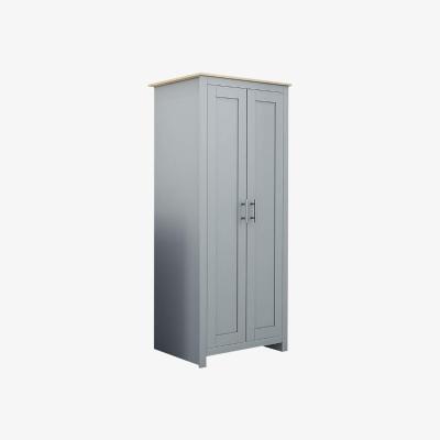 The Range 2 Door 70s Style Bedroom Furniture Matte Grey Light Oak Wardrobe - Matt Grey/ Light