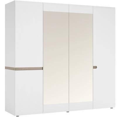 The Range Jonas & James Lecce Four Door Mirror Wardrobe - White and Oak