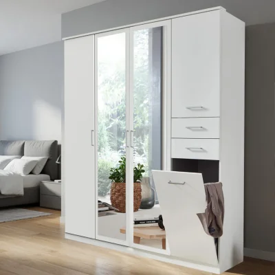 The Range Frankfurt Alpine White 4 Door 180cm Wardrobe with Mirror - White