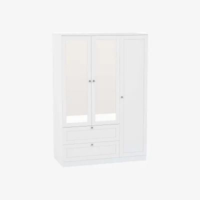 The Range Vida Designs Altino 3 Piece Bedroom Set (3 Drawer Bedside, 4 Drawer Chest, 3 Door 2 Drawer Wardrobe) - White