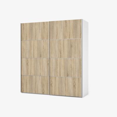 The Range Valentino Sliding Wardrobe 180Cm with White Back and 2 Shelves - Oak/White