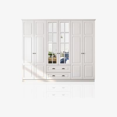 The Range HEDLEY 6 Door 2 Drawer Mirorred Wardrobe, White - White