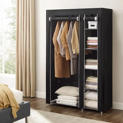 The Range SONGMICS Black Foldable Fabric Wardrobe with Hanging Rail - Black