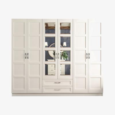 The Range VISTA 6 Door 2 Drawer Mirrored White Wardrobe - White