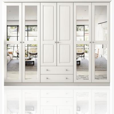 The Range OLA 6 Door 2 Drawer Mirrored Wardrobe, White - White