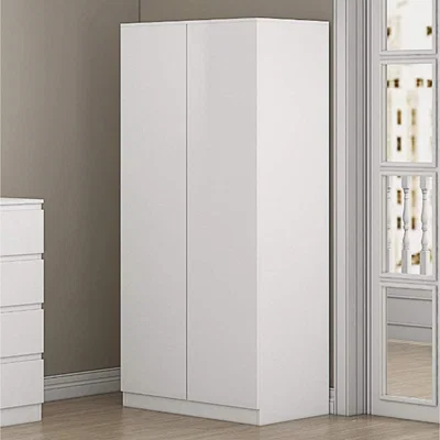 The Range Modern Wardrobe, Matt White 2 Door Push to Open Soft Close Wardrobe - Matt White