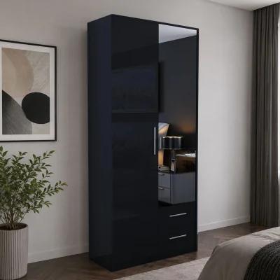 The Range Swindon Gloss Black 2 Door 90cm Wardrobe - Black