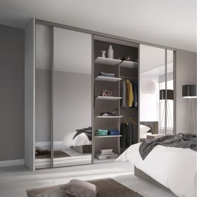 The Range Spacepro Classic 610mm Pebble Frame Mirror Sliding Wardrobe Door Kit  - Pebble  / 2370mm
