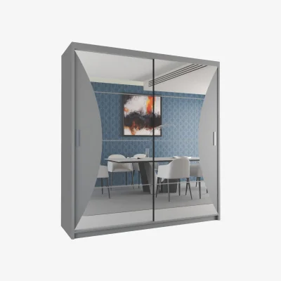 The Range Cairo Curved Mirror Sliding Wardrobe - Grey / 150cm