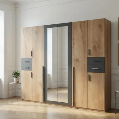 The Range Vegas Oak 6 Doors 4 Drawers 270cm Wardrobe - Oak