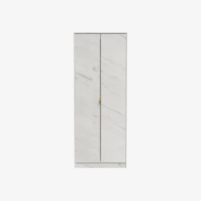 The Range Hong Kong Ready Assembled (Gold Hairpin Legs) Tall Plain Wardrobe - Marble