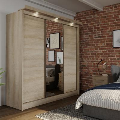 The Range Oslo Sliding Door Mirrored Wardrobe Oak - Oak