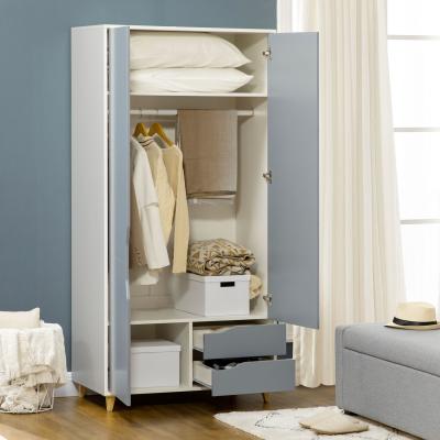 The Range 2 Door Wardrobe with 2 Drawers Hanging Rail, Clothes Storage Organiser - Grey
