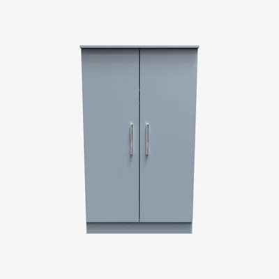 The Range Contrast Ready Assembled 2 Door Midi Robe - Denim Blue